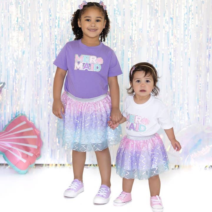 Sweet Wink - Wholesale Bodysuit (Non-Footed) - Baby - Mermaid Patch Short Sleeve Romper - White - Baby Clothes