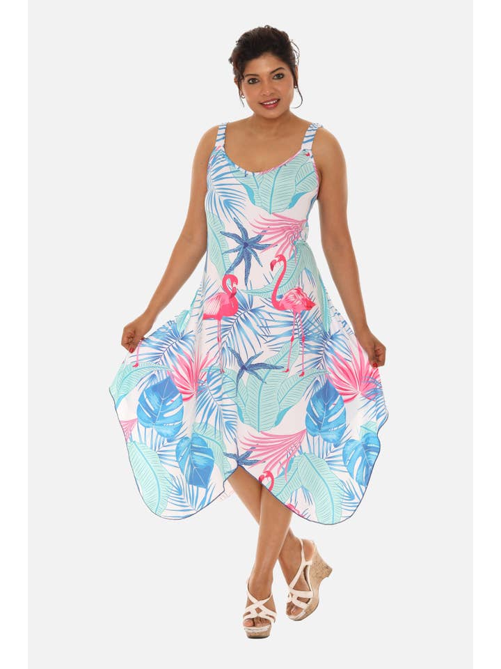 Shoreline Wear. INC - Wholesale Dress - Women's - Tropical Chevron Handkerchief Midi Dress