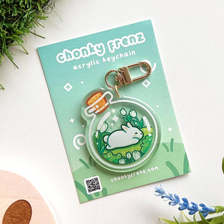 Bunny Potion Acrylic Keychain for wholesale by Chonky Frenz