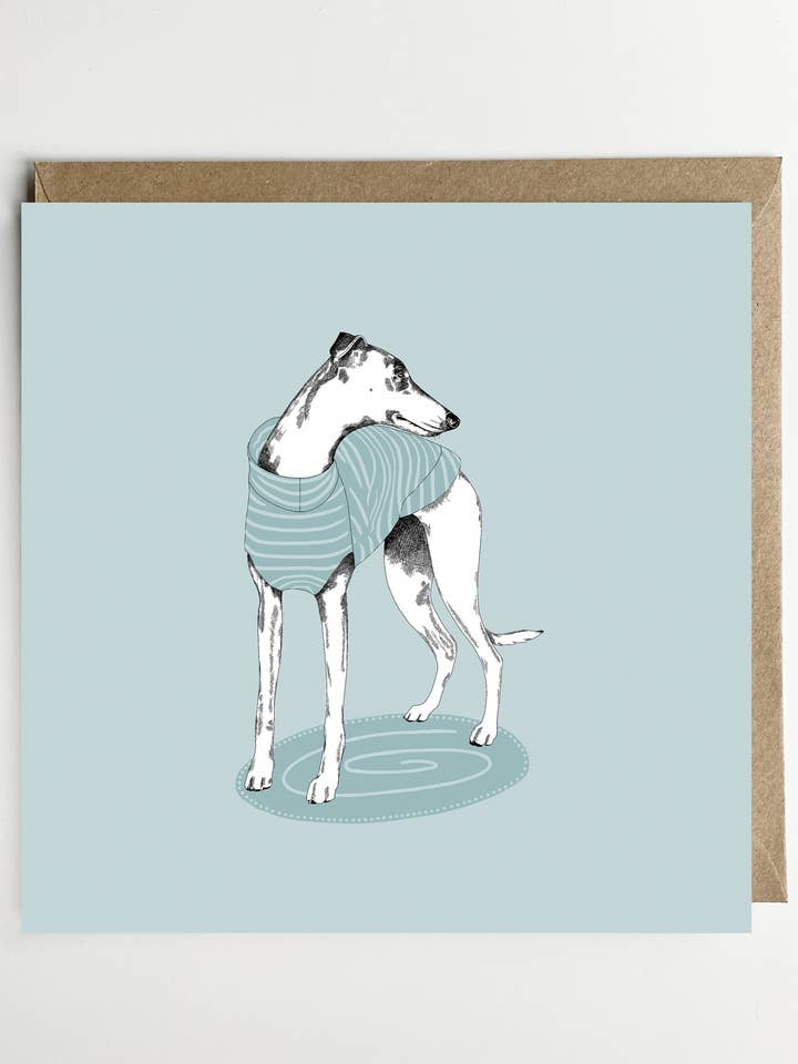 Stripy Whippet for wholesale by Dotty Dog Art