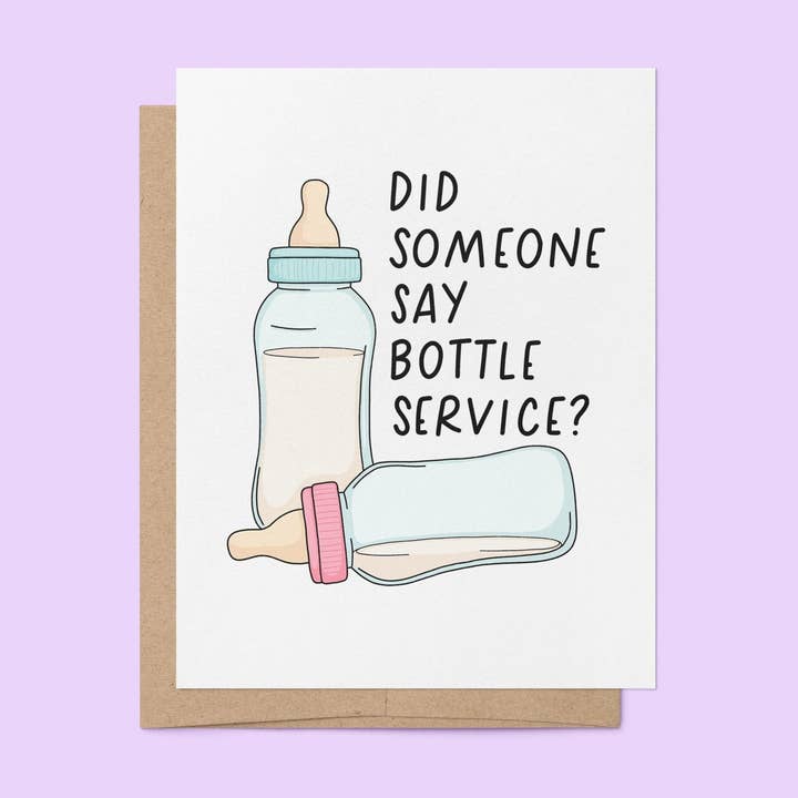 Bottle service new baby card for wholesale by MangoIllustrated