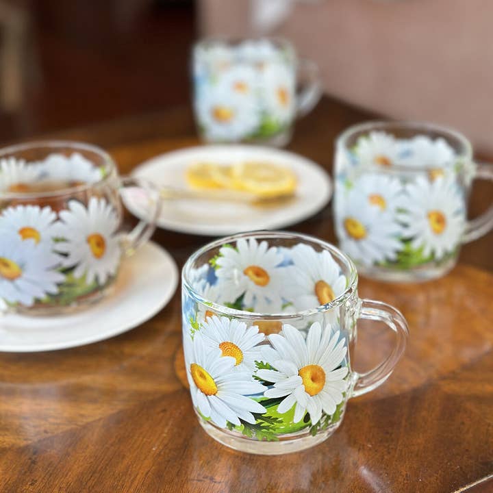 Glass Mugs Daisy Field Set of 4 for wholesale by STP