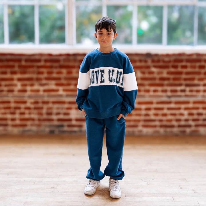 LOVE CLUB | EN AZUL MARINO | jersey holgado de hombros caídos | NIÑOS para venta al por mayor de Minimalist Folk Co.