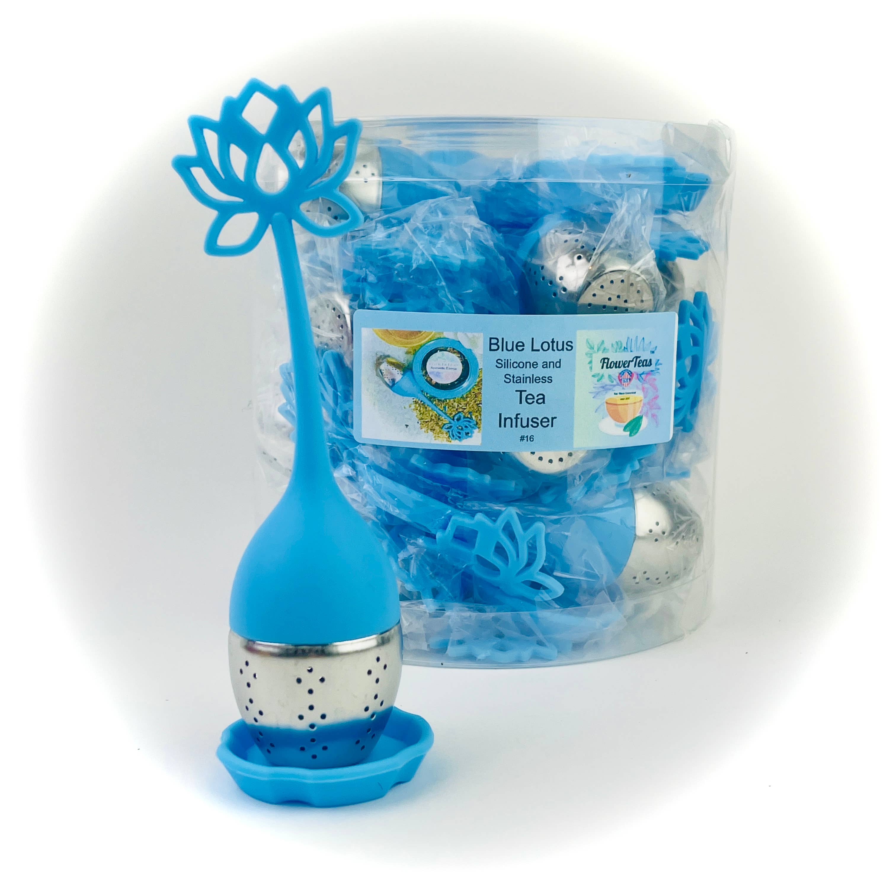 FlowerTeas - Wholesale Tea Strainer/Infuser - Bulk Barrel Silicone Tea Infusers Animals Lotus Lemon Pump0