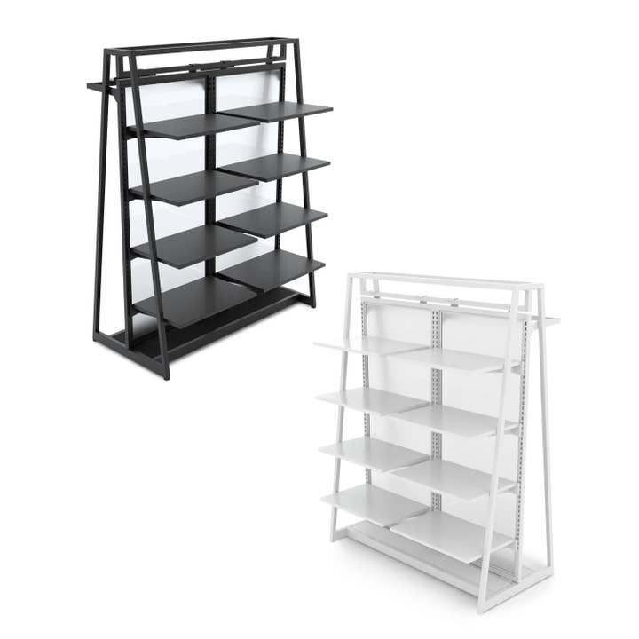 Aspect 48" Floor Merchandiser w/ (2) Hang Bars & (8) Shelves for wholesale by Econoco