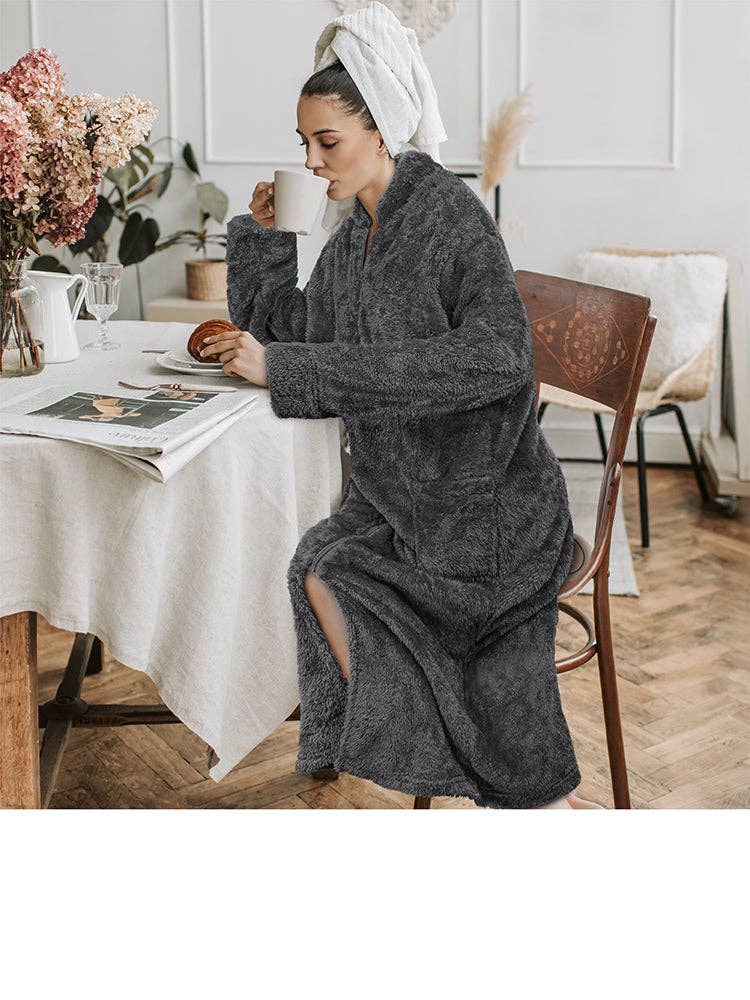 Pavilia - Wholesale Robe - Women's - Women's Sherpa Housecoat Zipper Robe29