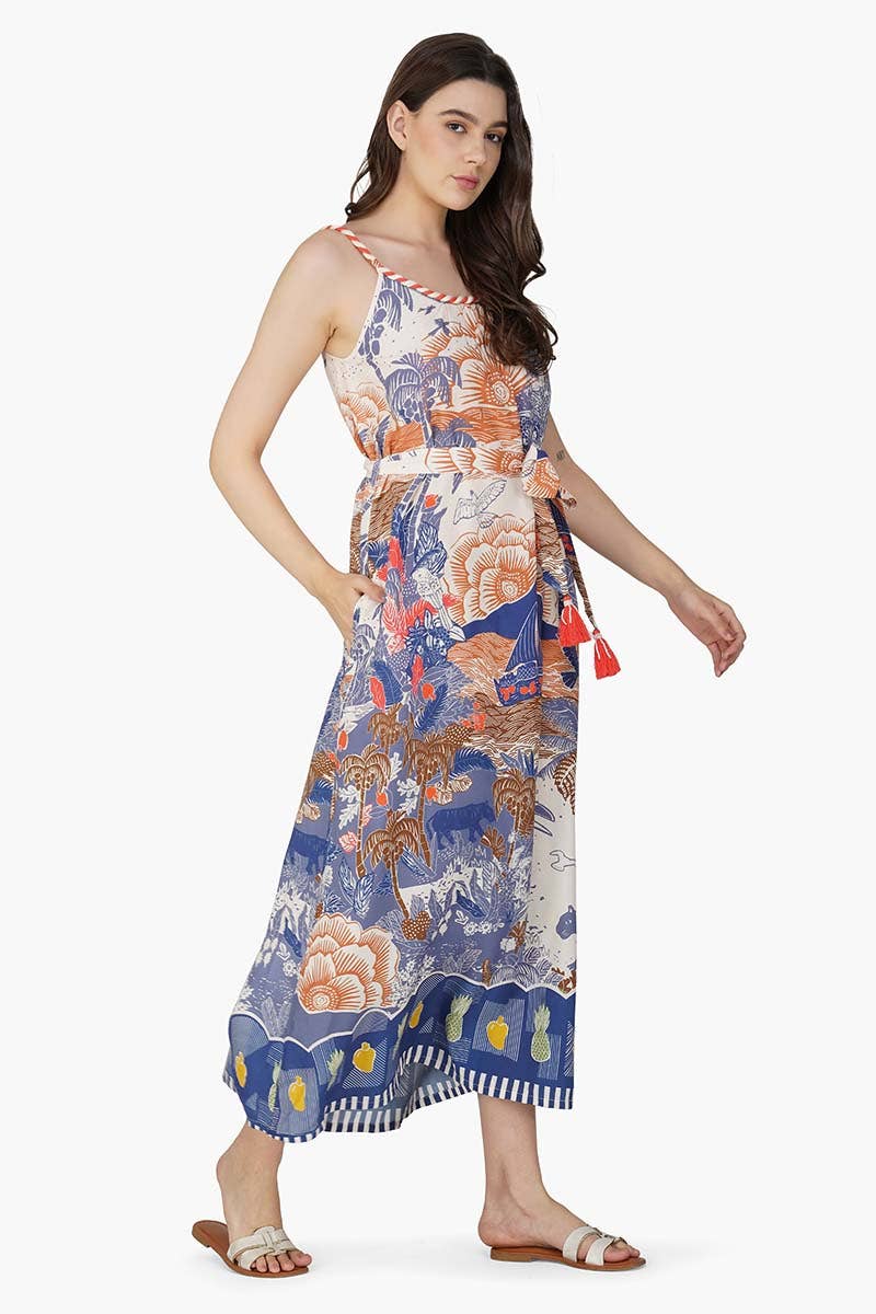 America & Beyond - Wholesale Dress - Women's - Set of 6 Taste Of Blue Tropics Maxi Dress (S,M,L)2