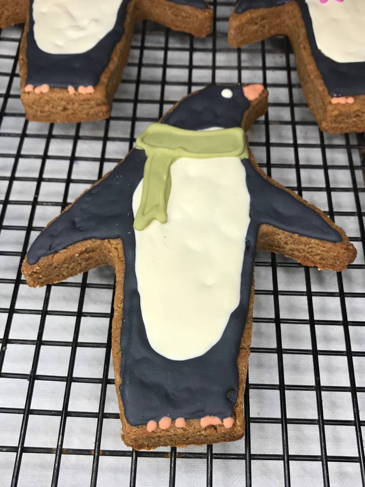 Peanut Butter Dog Treats – Penguin Shaped Winter Cookies for wholesale by Big Head Barkery