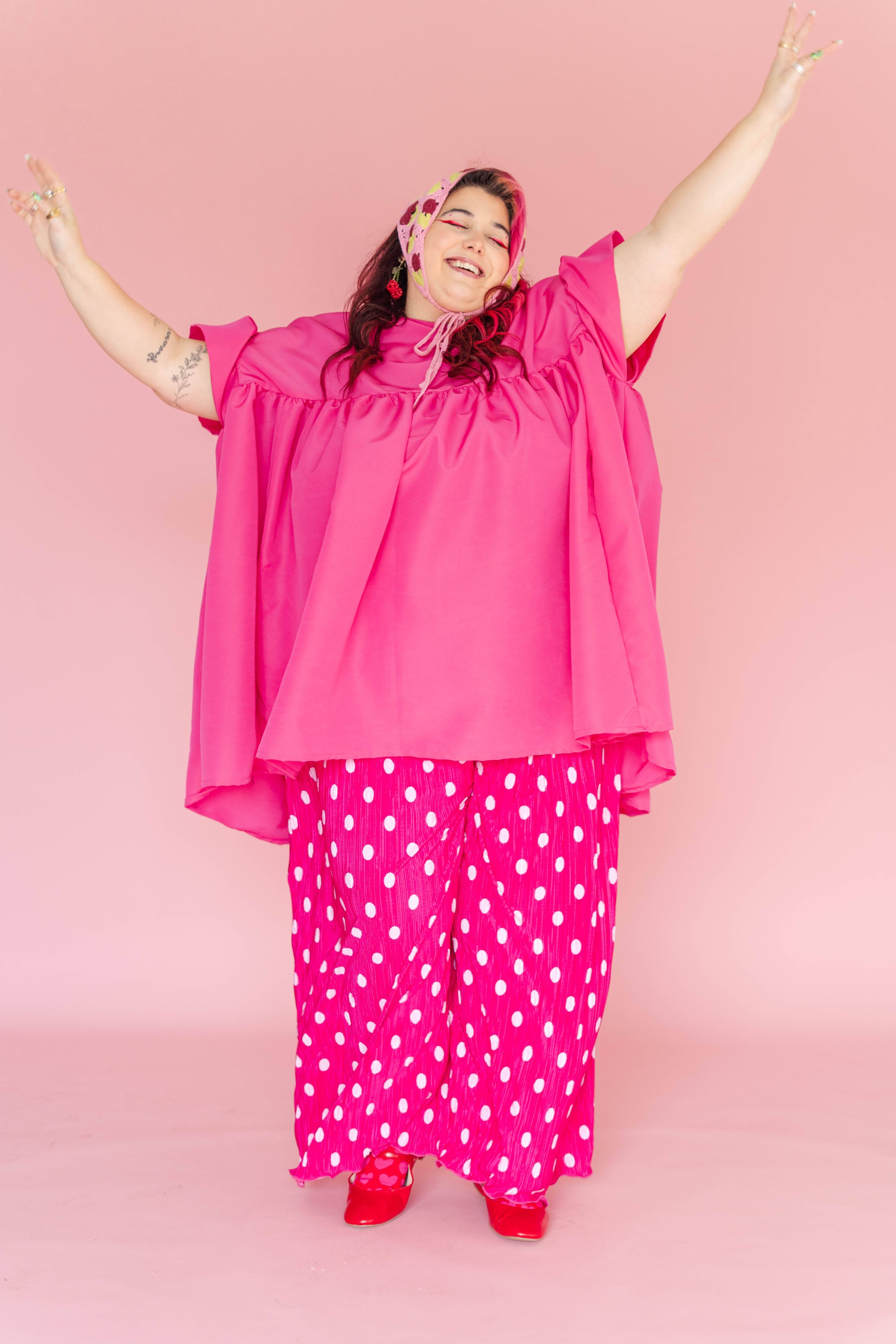 Nettle Studios - Wholesale Dress - Women's - Hot Pink Mini Mushroom Dress - Size Inclusive7