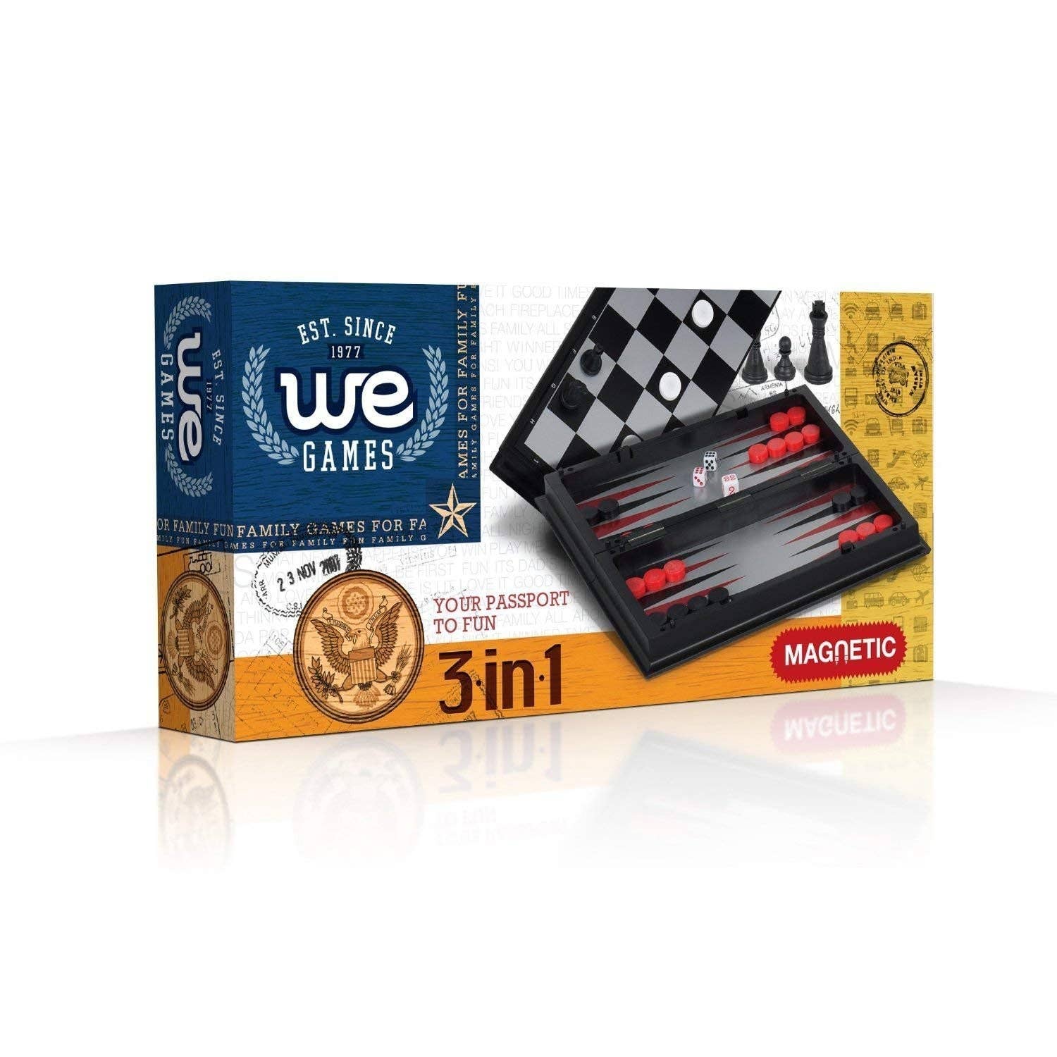Wood Expressions - Wholesale Board Game - Magnetic 3-in-1 Combination Game Travel Set - 8 inches1