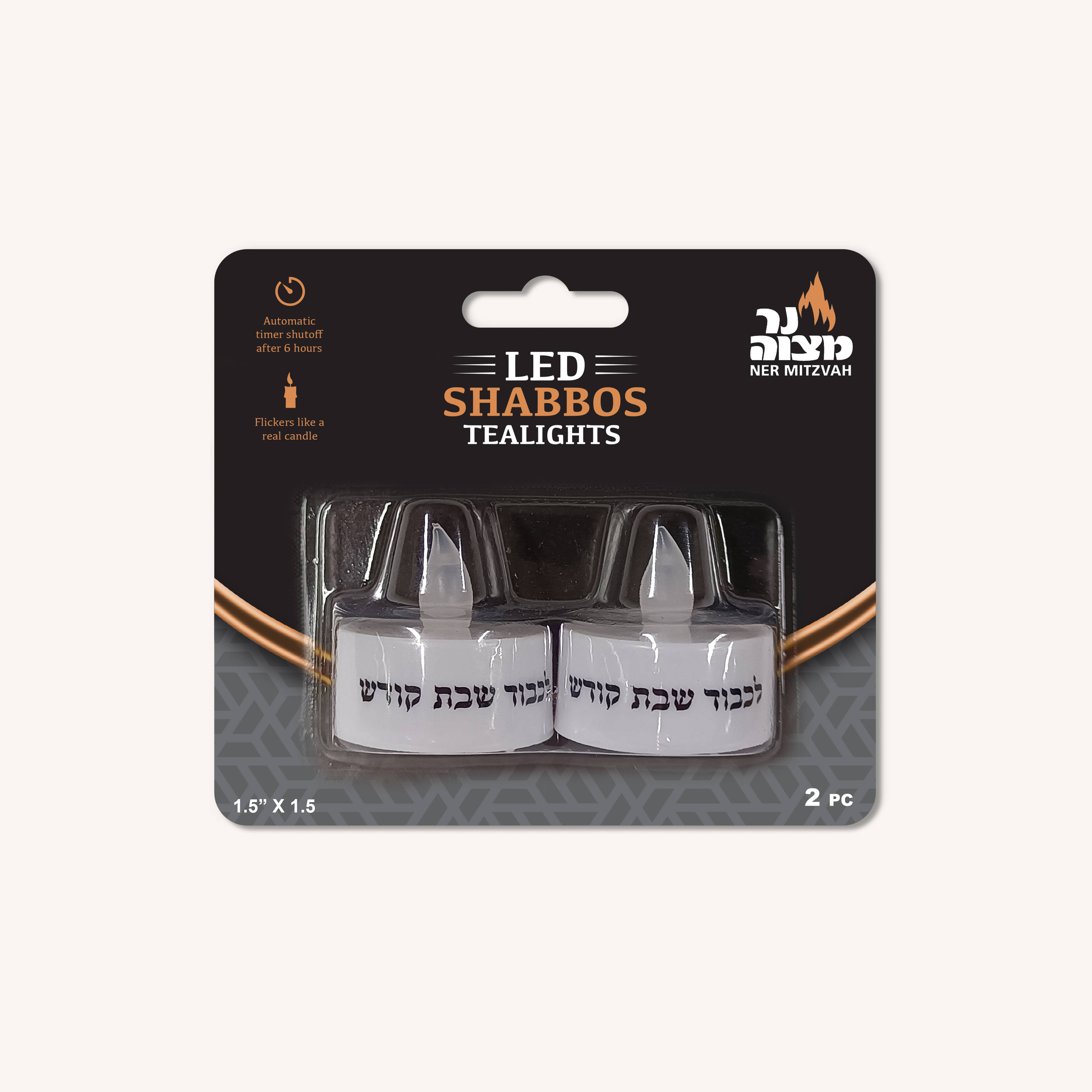 Ner Mitzvah – Engroshandel Fyrfadslys – LED Shabbos Tealights Med Timer - 2 Pack1