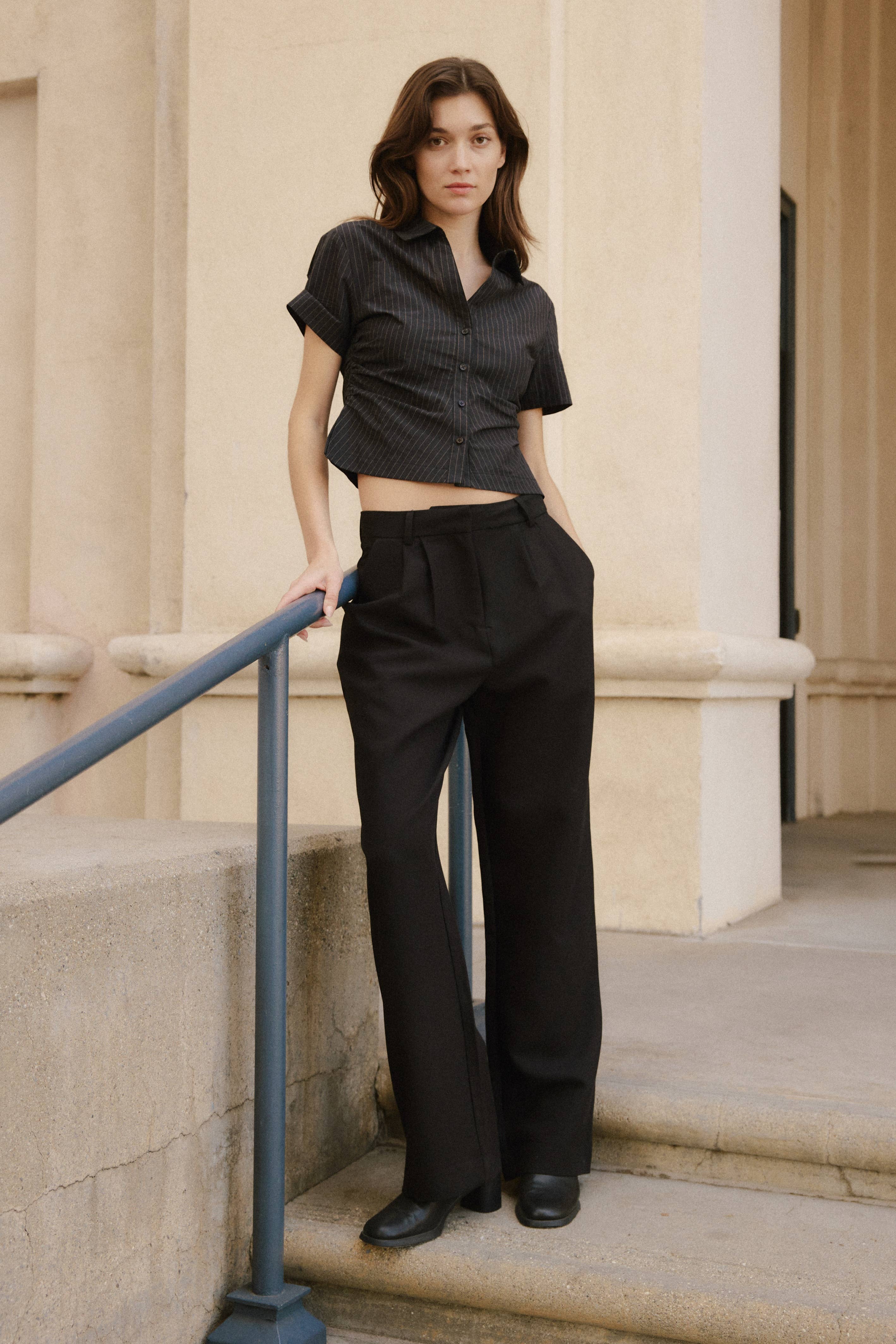 MOD REF - Wholesale Shirt - Women's - The Saxon Top | Short Sleeve Button-Down Shirt0