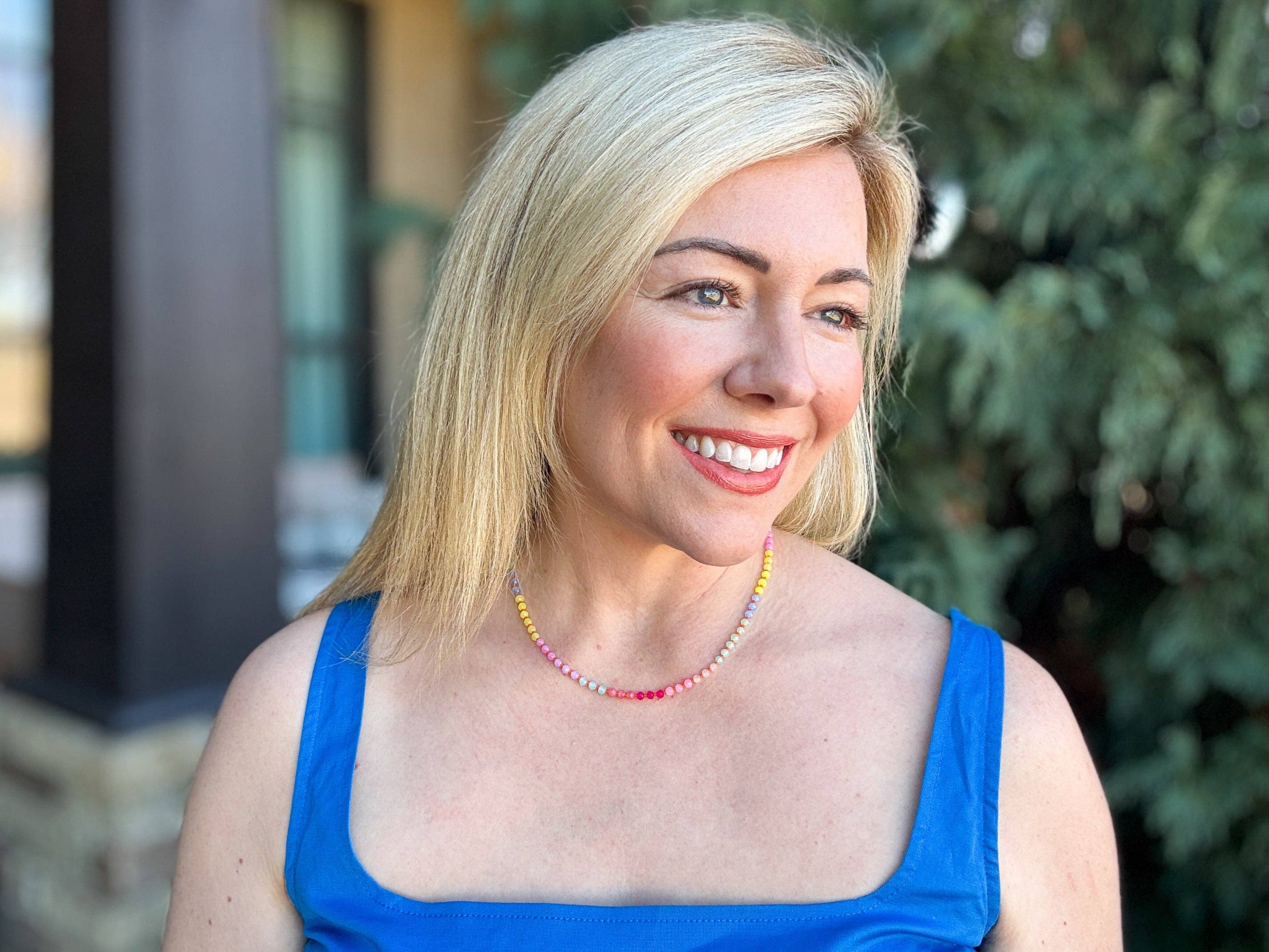 Taylor Elliott Designs – wholesale Beaded/pearl necklace – Beaded Necklace - Multi-Colored + Pink - Riley1