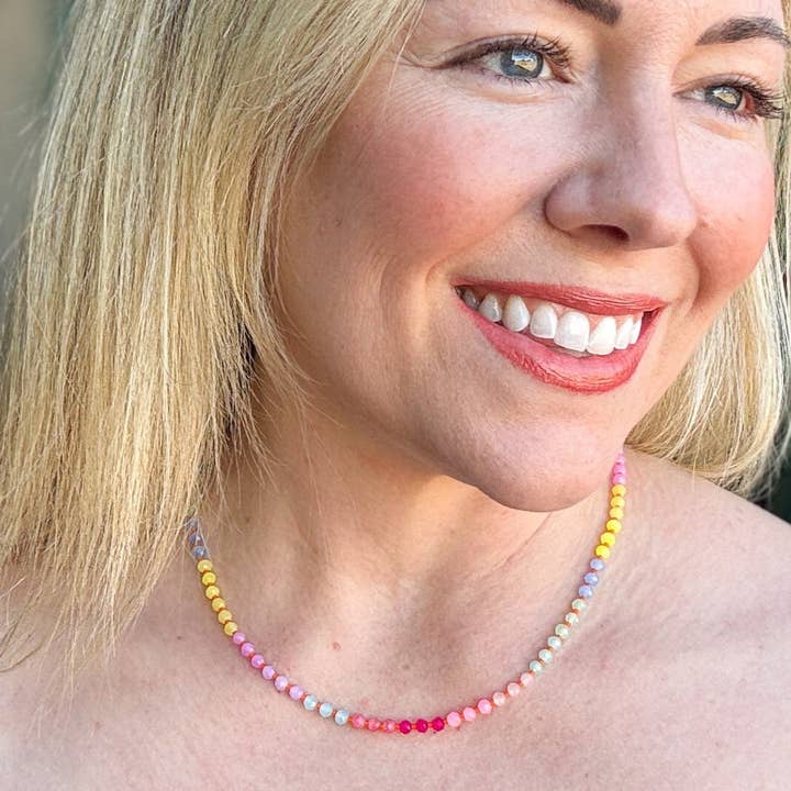 Colar de contas - Multicolorido + contas cor-de-rosa - Riley por atacado de Taylor Elliott Designs