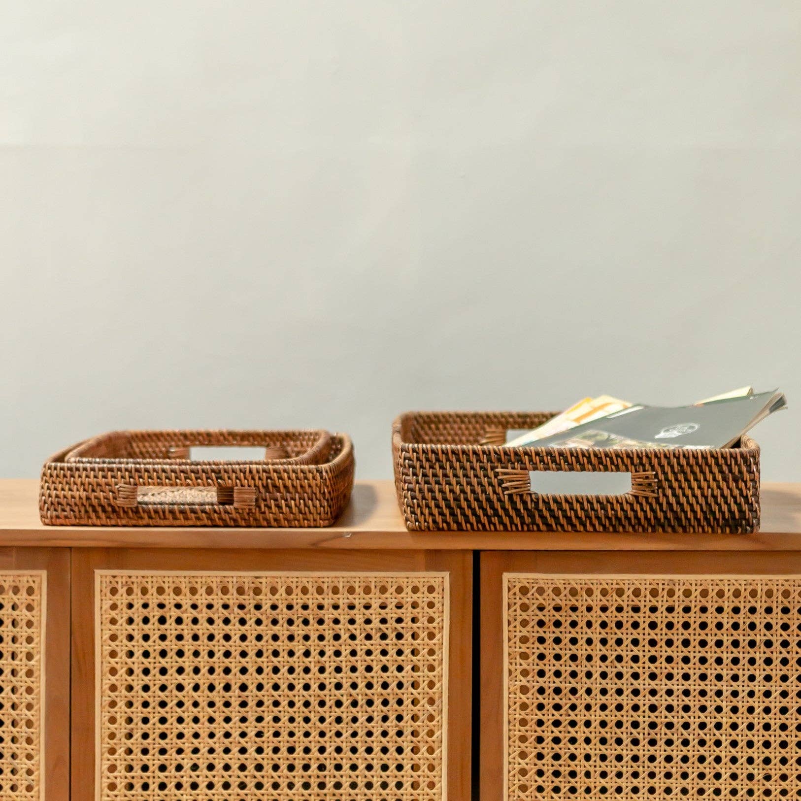 Soeji – wholesale Serving tray – Rectangular Tray Rattan Serving Tray Large Decorative AMAHAI7