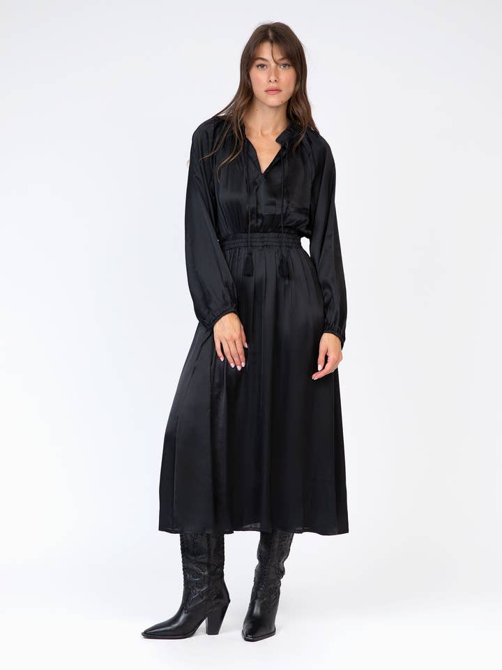 An'ge – Vestido - Mulher por atacado – Vestido longo OXENCE preto