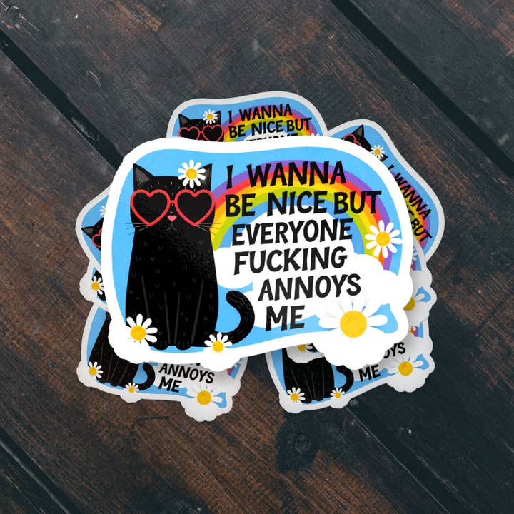 Sticker Bull - Wholesale Sticker - I Wanna Be Nice Funny Cat Waterproof Vinyl Sticker2