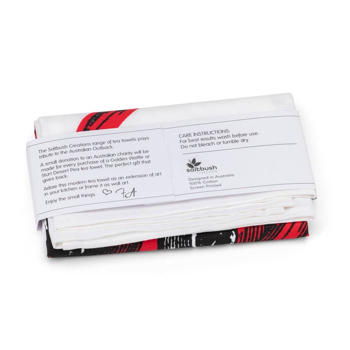 Saltbush Creations - Wholesale Tea Towel - Tea towel-Vintage Sturt Desert Pea1