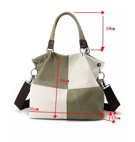 UNISHE – Engroshandel Skuldertaske – til kvinder – Colorblock skuldertaske i lærred MOQ 3 stk ZYB0038