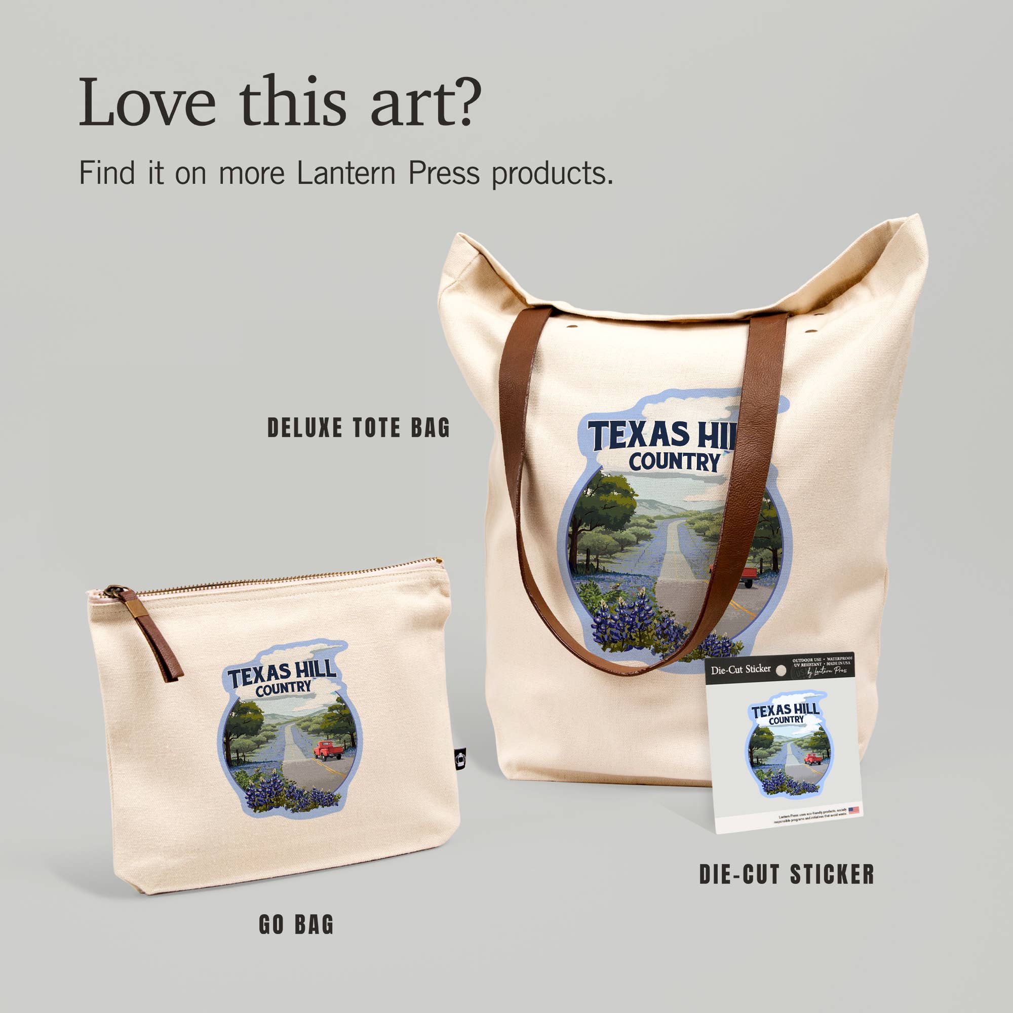 Lantern Press - Venta al por mayor Pegatina - PEGATINAS Texas Hill Country, Texas, Bluebonnets6