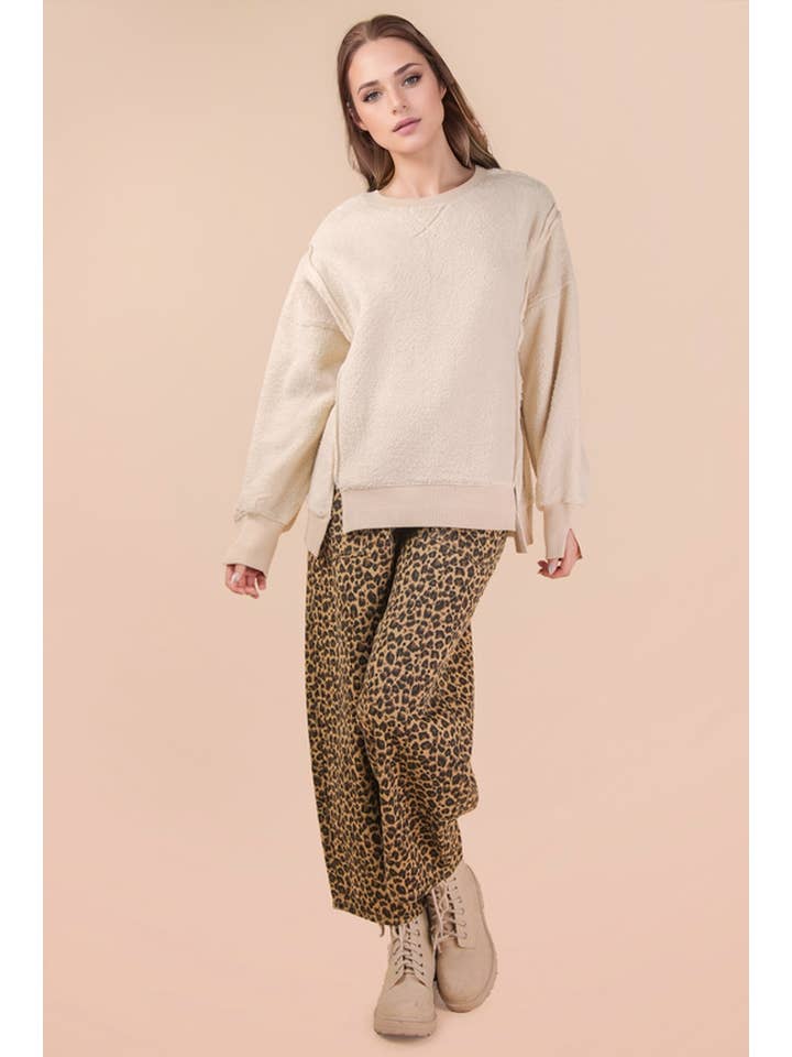 VERY J - Venta al por mayor Sudadera - Mujer - NT12367-Top de forro polar sólido casual de gran tamaño17