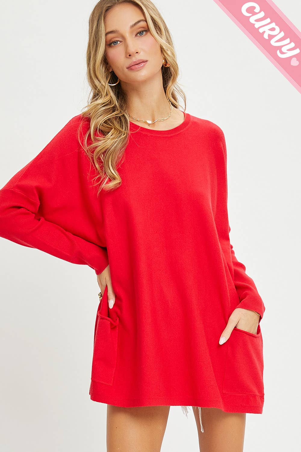 Sweet Lovely by Jen - Wholesale Tunic Sweater - Women's - FRONT POCKET OVERSIZE SWEATER PLUS SIZE69