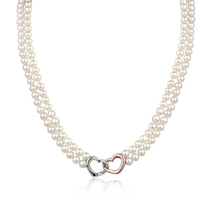 White Round Freshwater Cultured Pearl Double Strand for wholesale by Massete