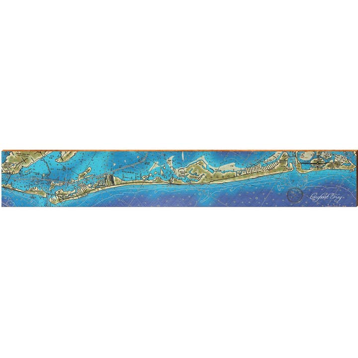 Grande carte topographique de Longboat Key, Floride, grande décoration murale | Impression murale sur bois véritable pour la vente par Mill Wood Art