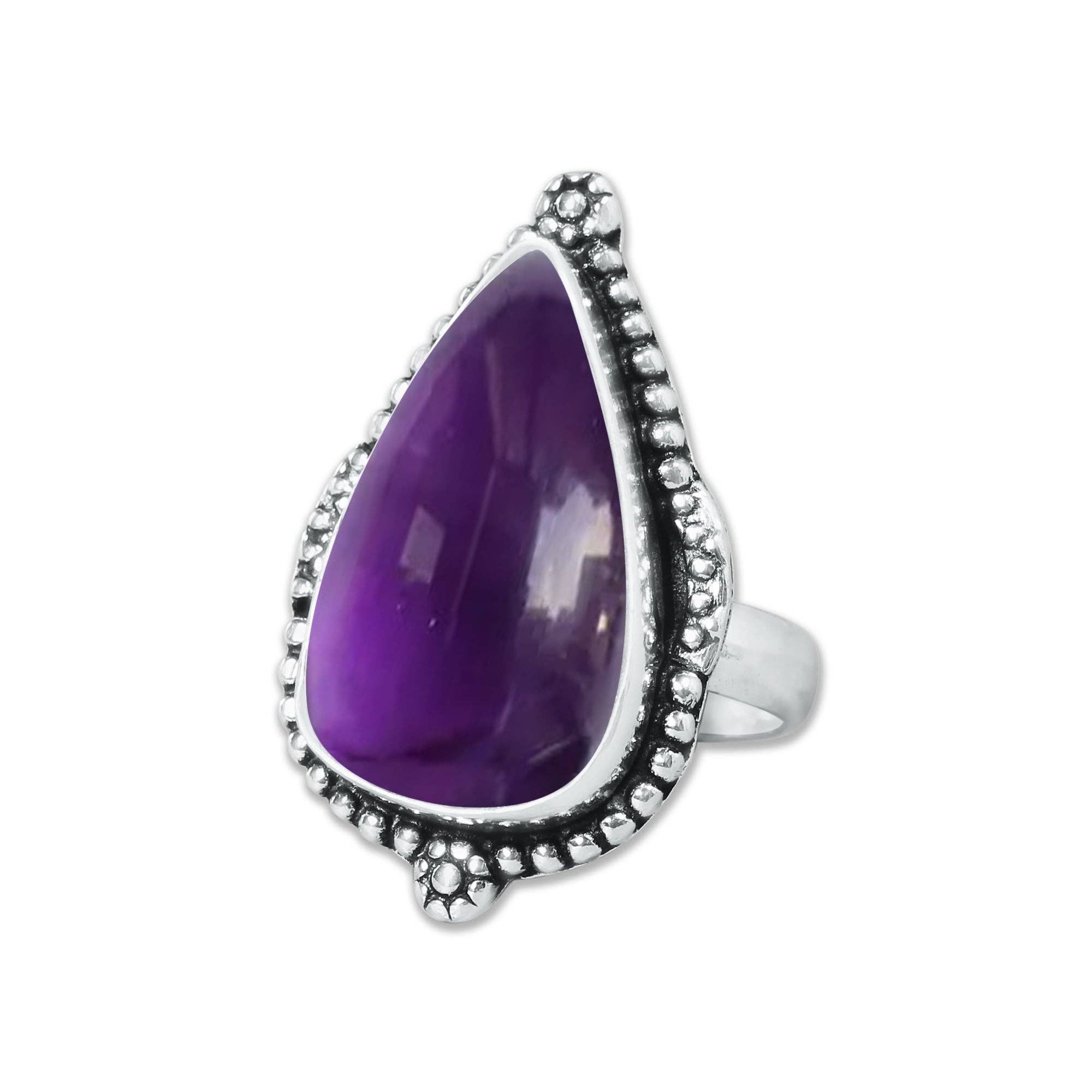 Handmade Jewels - Wholesale Cocktail/Statement Ring - Amethyst Rings for Women – Silver-Plated, Handmade, Deep Purple (US Sizes 6–10, Non-Adjustable)25