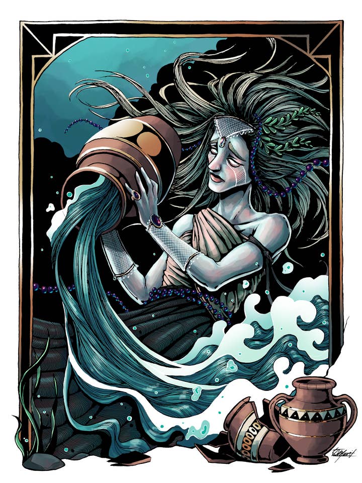 Sticker: Lady of the Waters - Fantasy 4" Vinyl Waterproof for wholesale by Indi Martin Art