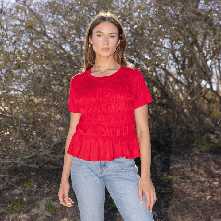 Top sólido con detalle fruncido para venta al por mayor de Les Amis