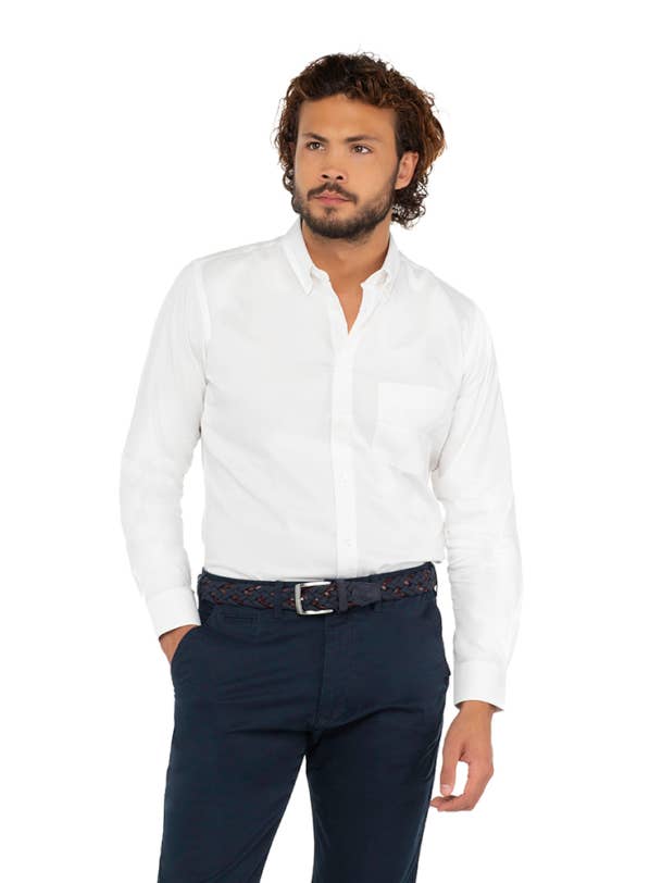 Wit Oxford-overhemd voor wholesale door John Tweed Tailored