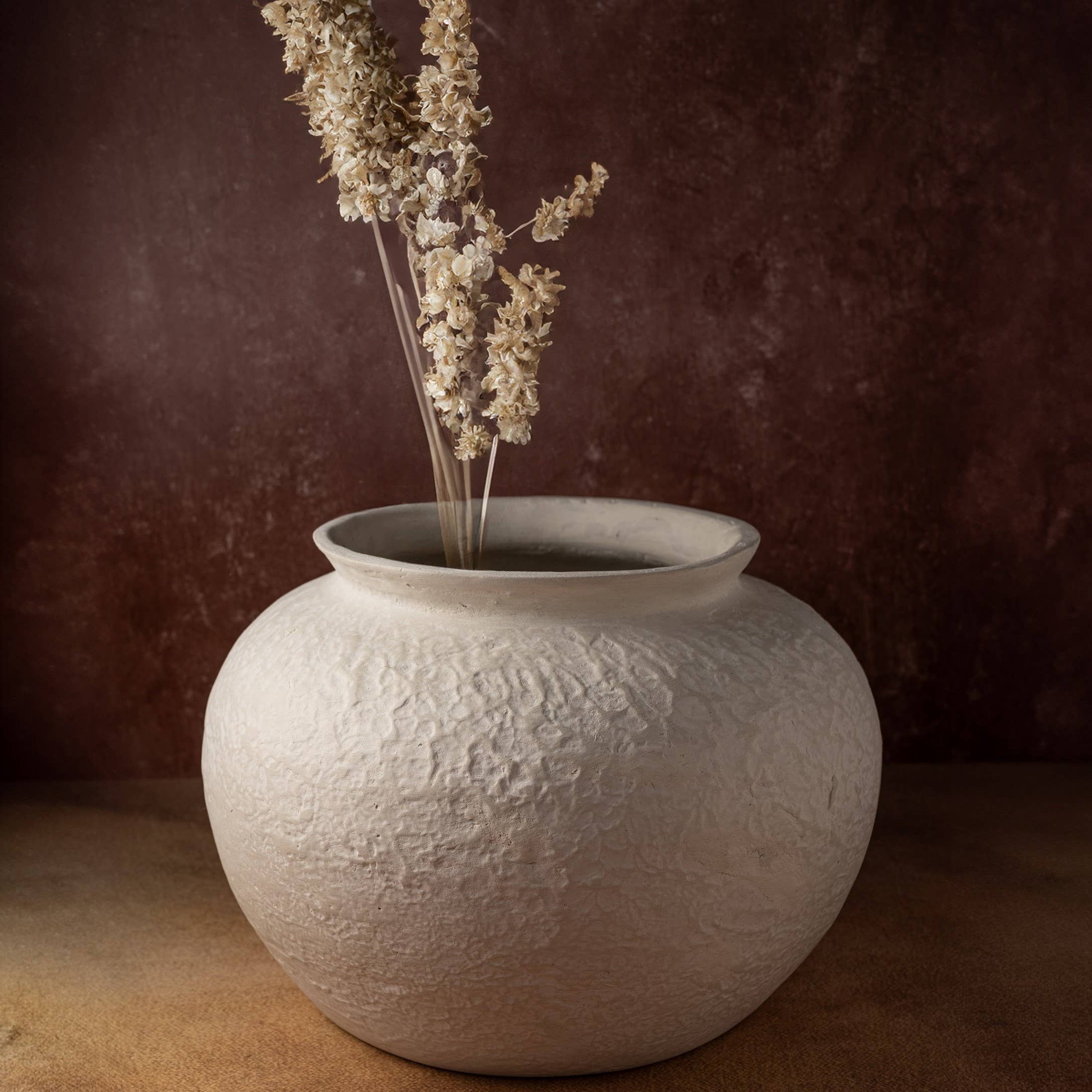 Paper Mache Plant Pot Natural White Dia 12.40" for wholesale on Faire1