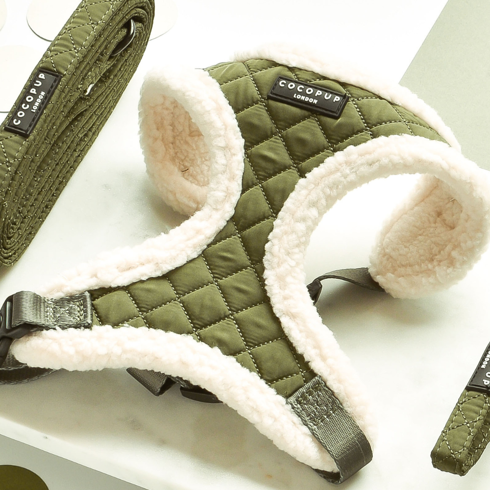 Cocopup London - Wholesale Pet Harness - Dog - Khaki Quilted Adjustable Neck Harness3