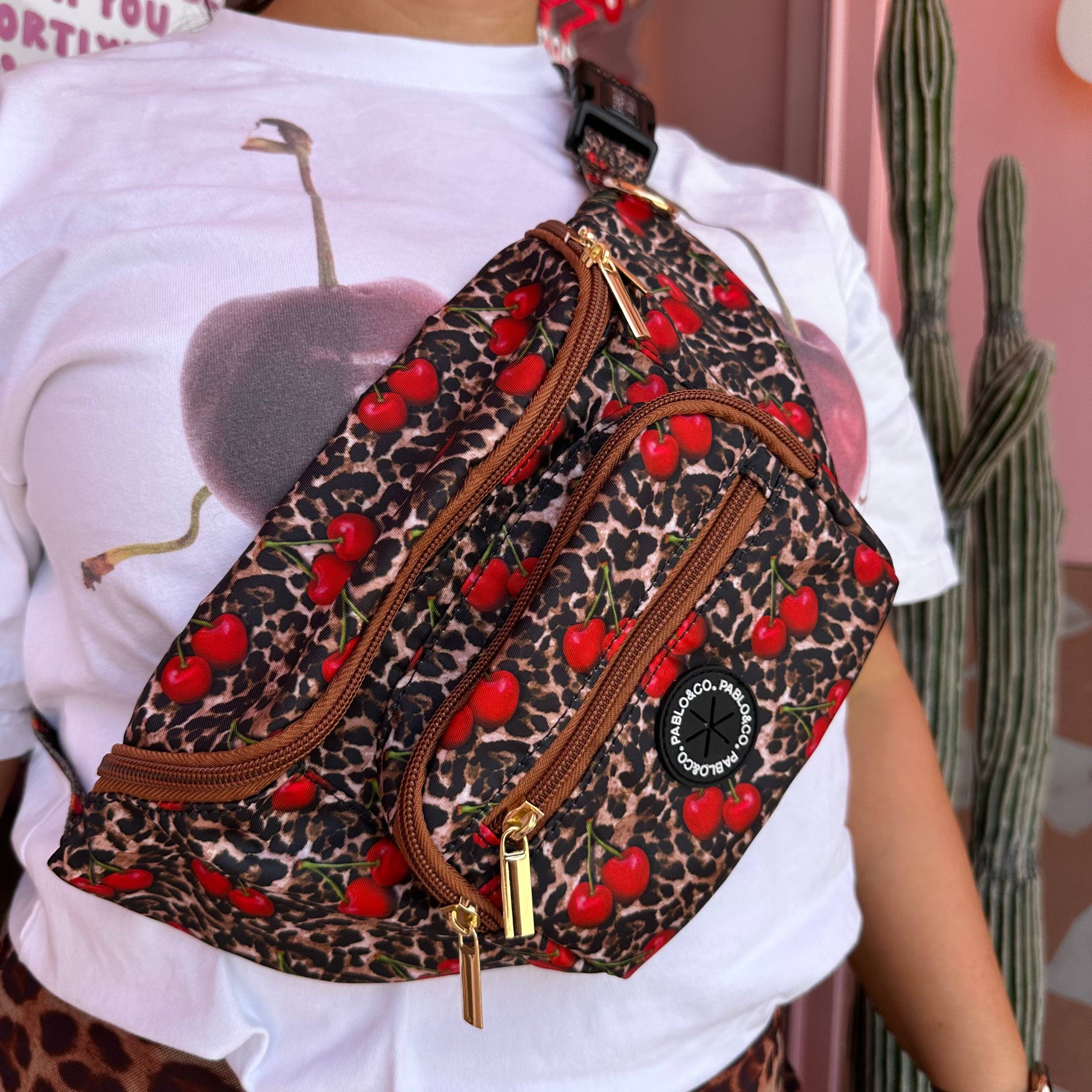 Pablo & Co. Boutique - Wholesale Pet treat bag – Dog - Leopard Cherries: The Ultimate Bumbag3