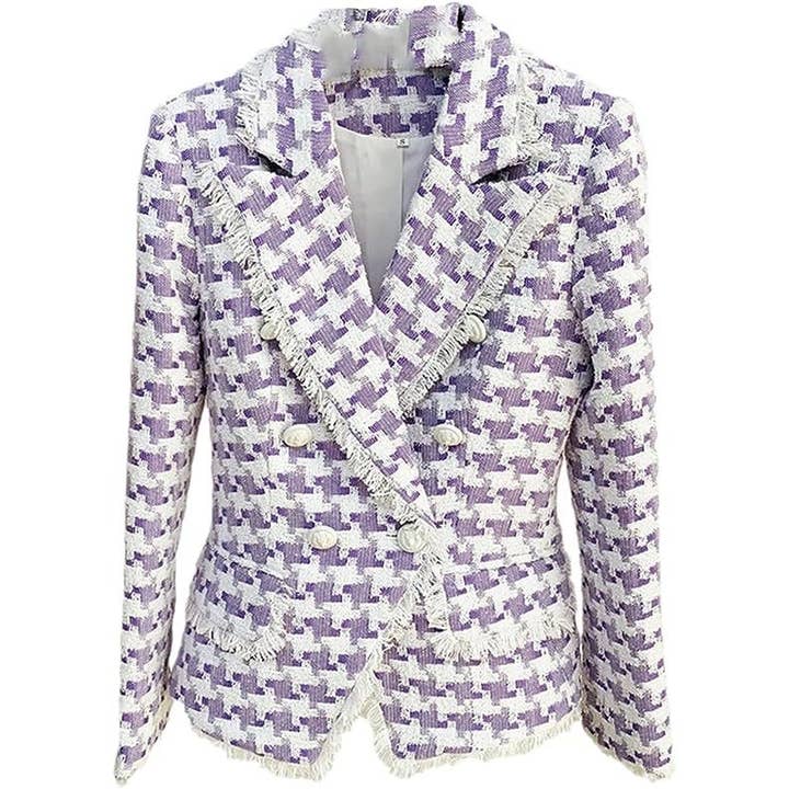 Productseeker - Wholesale Suit Set - Women's - SET063 Elegant Pink Houndstooth Suit Set