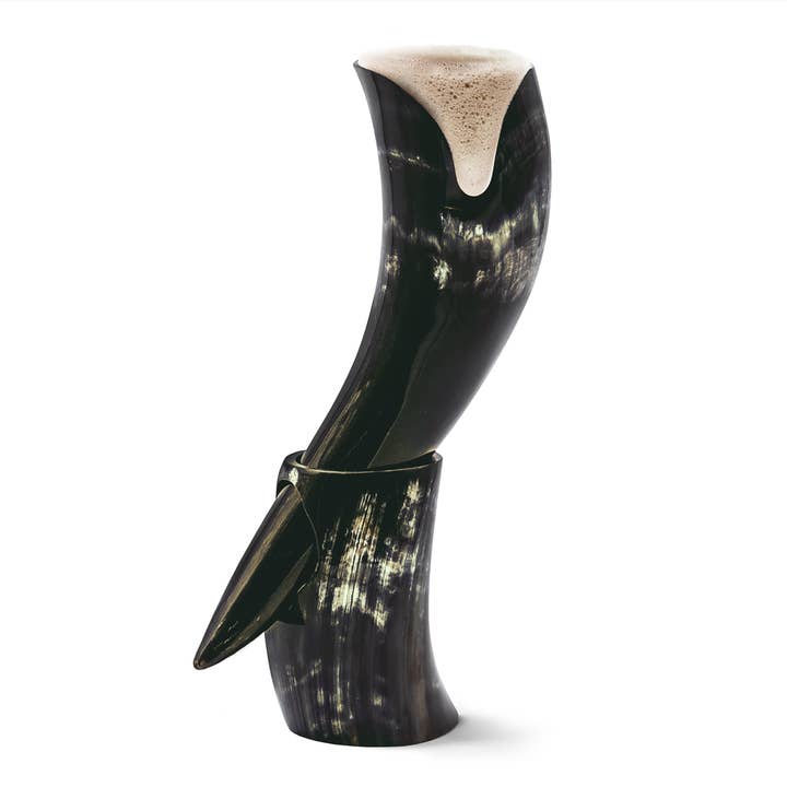 Norse Tradesman - Wholesale Drinking Glass/Cup - Viking Drinking Horn with Stand