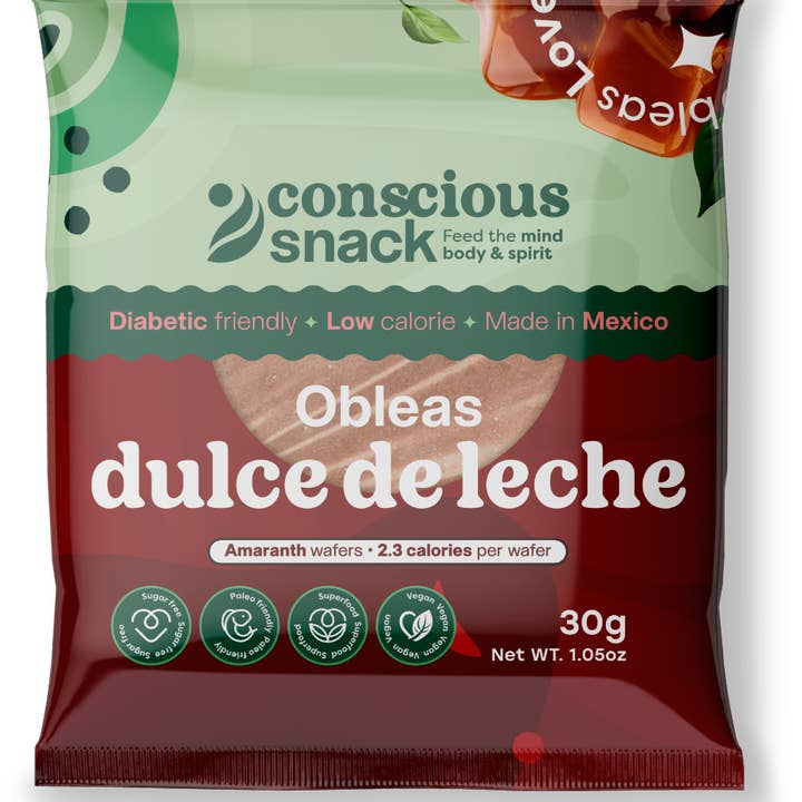 Conscious Snack - Wholesale Cookie - Conscious Snack Amaranth Wafers Obleas Dulce de Leche 1.05oz1