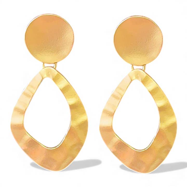 Gold Sculpted Hoop Statement Earrings | Handmade Jewelry for wholesale by Bijoux Envie Statement Jewelry