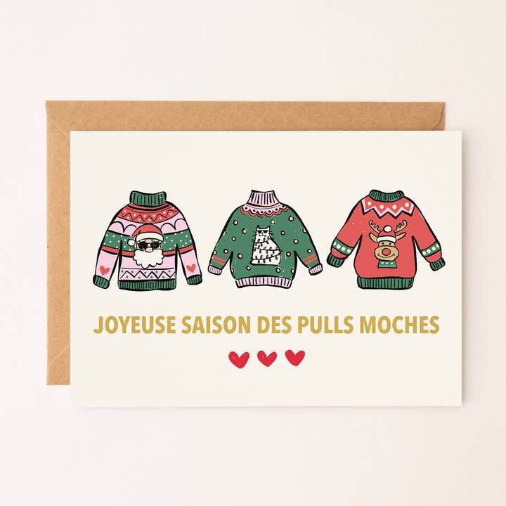 Funny Christmas Card with Ugly Sweaters (English) for wholesale by Rio Soléy