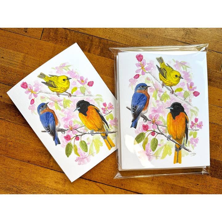 Spring Songbirds Notecard Set for wholesale by Jack Hobe Nature Art