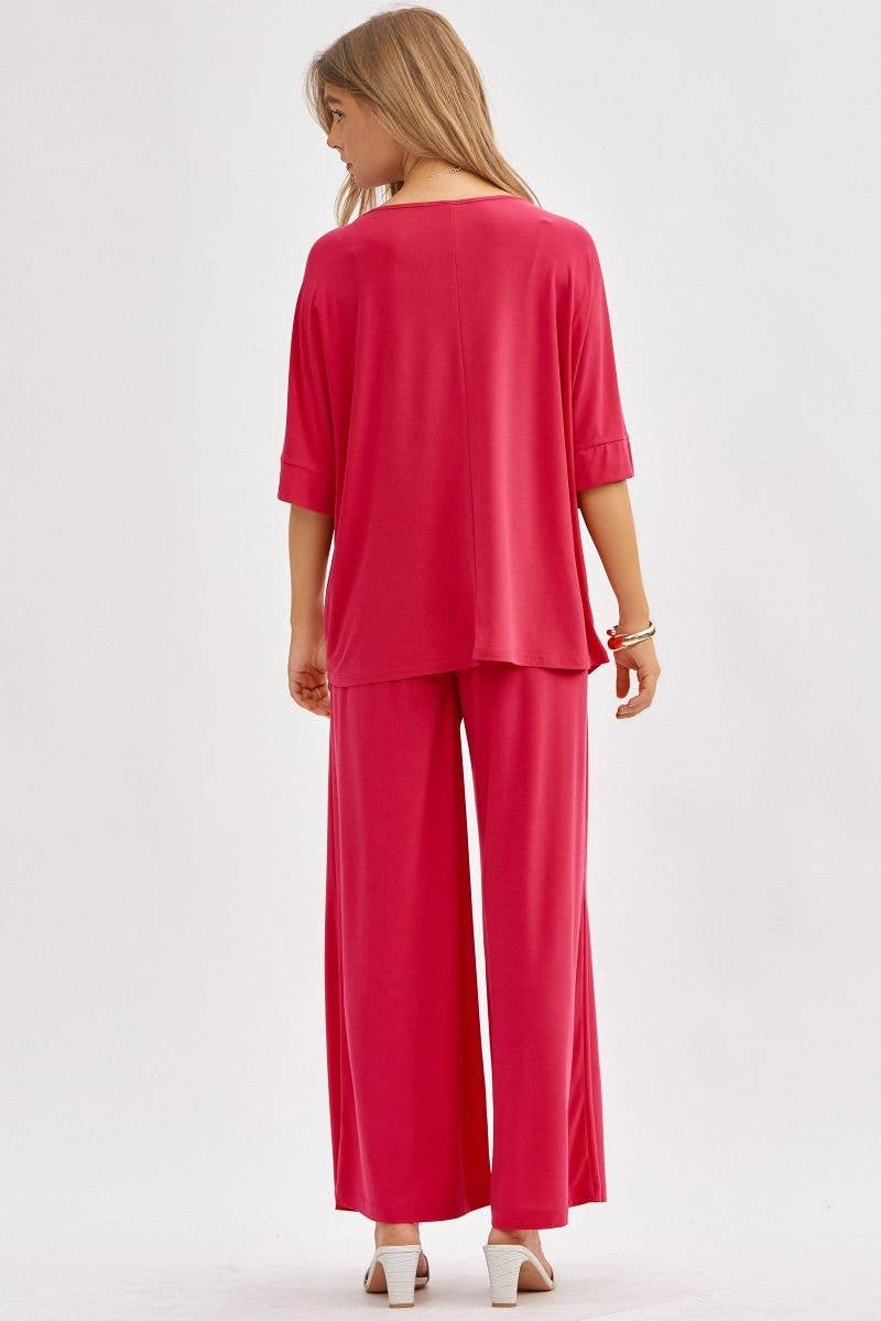 Dear Scarlett - Wholesale Top & Pant Set (NOT Loungewear) - Women's - Stylish Flowy Top + Wide Leg Set TRVSET-CABANA11