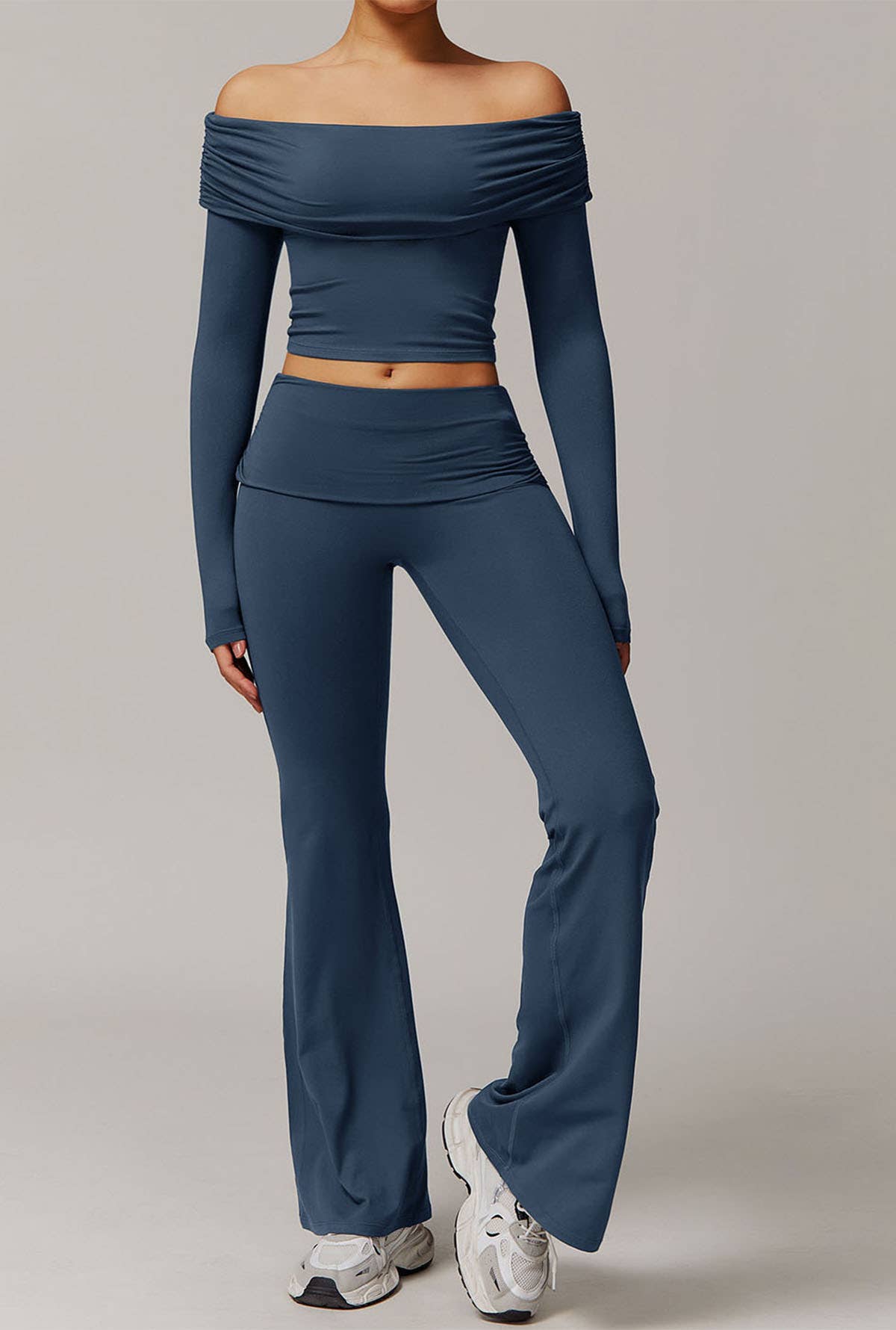 Crave by FW - Wholesale Activewear Set - Women's - Active Wear Set with Off Shoulder Crop Top and Flare Pants6