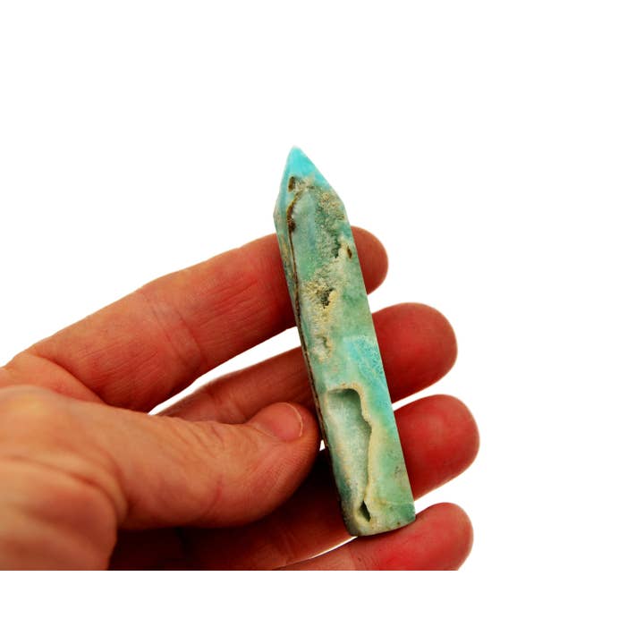 Kaia & Crystals – Großhandel Spiritueller Stein/Kristall – Blauer Aragonit Kristall-Spitzenpunkt (70 mm)4