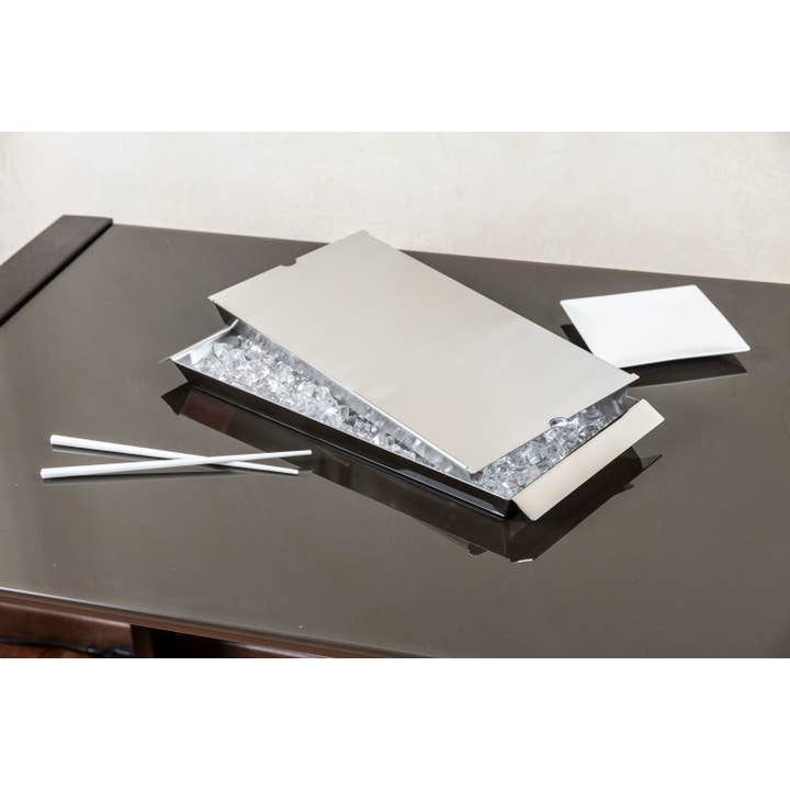 Elleffe Design - Vente Plateaux de service - Plateau à sushi rafraîchissant en acier inoxydable 66X20 cm3