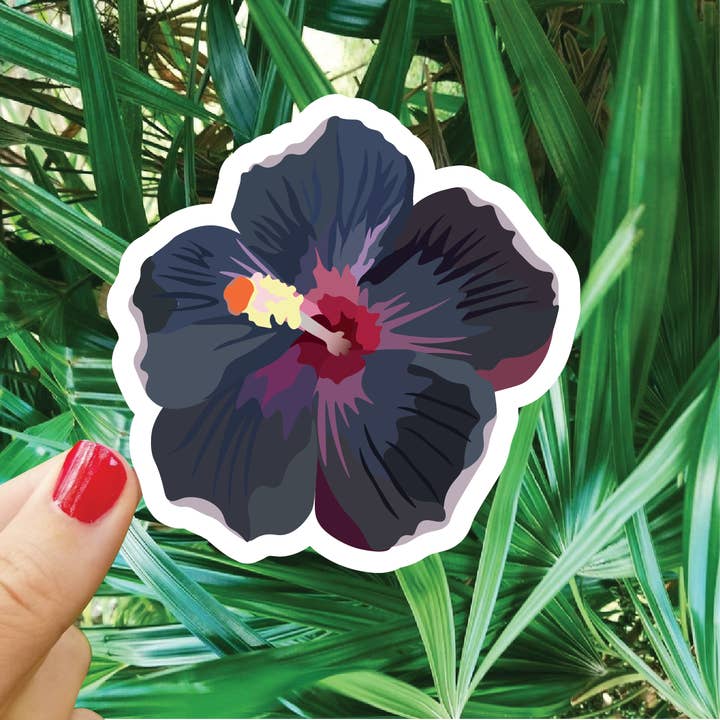 Bee Beachey Designs – wholesale Klistermärke – Svart Hibiskus klistermärke