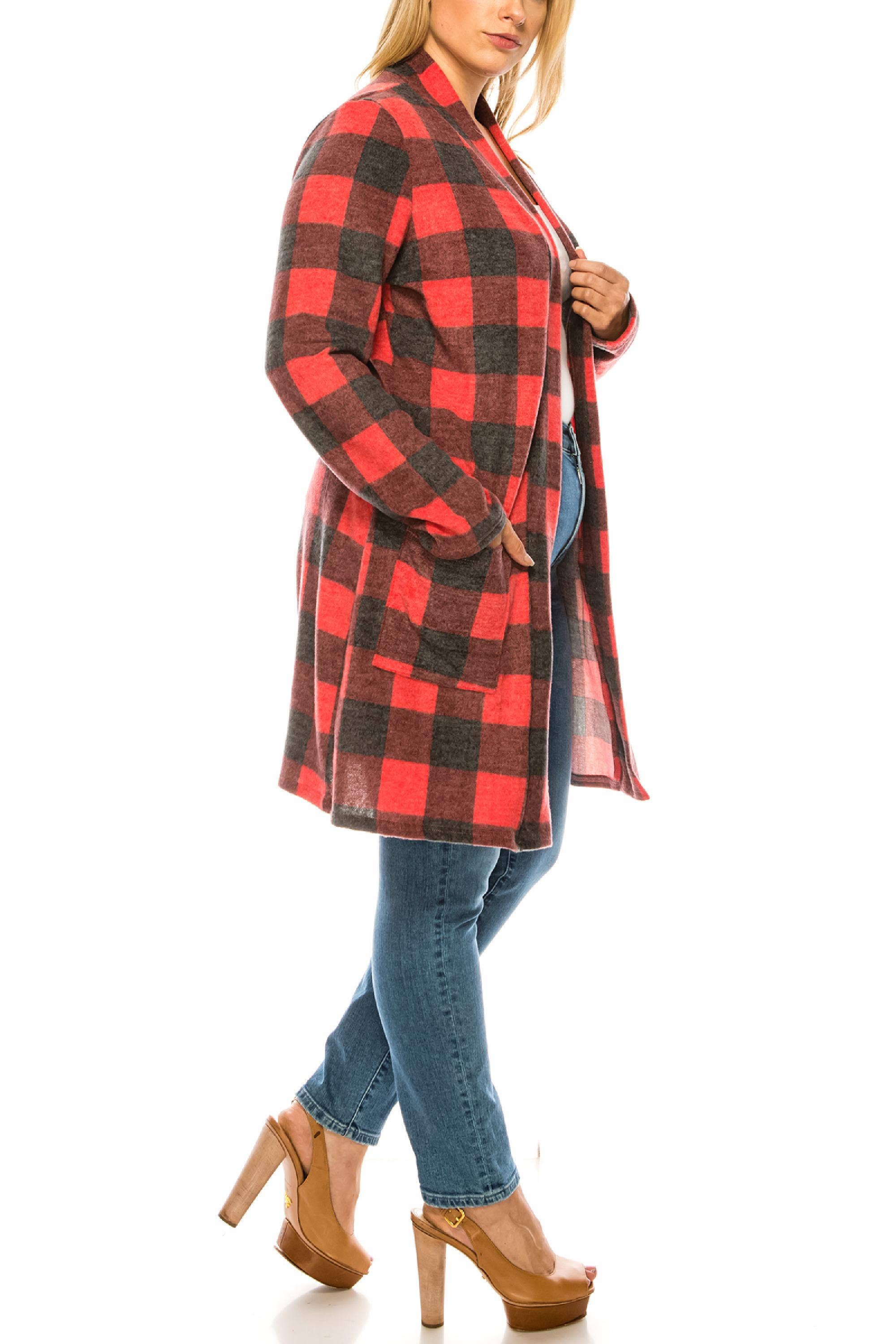 MOA COLLECTION - Wholesale Cardigan - Women's - Women's Casual Plus Size Loose Fit Midi Cardigan1