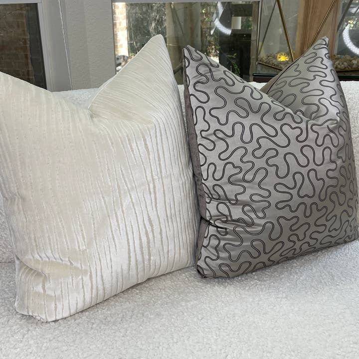 StyleUp - Wholesale Throw Pillow Cover - The Bradshaw Collection Greige Satin Woven 24” Pillow Case5