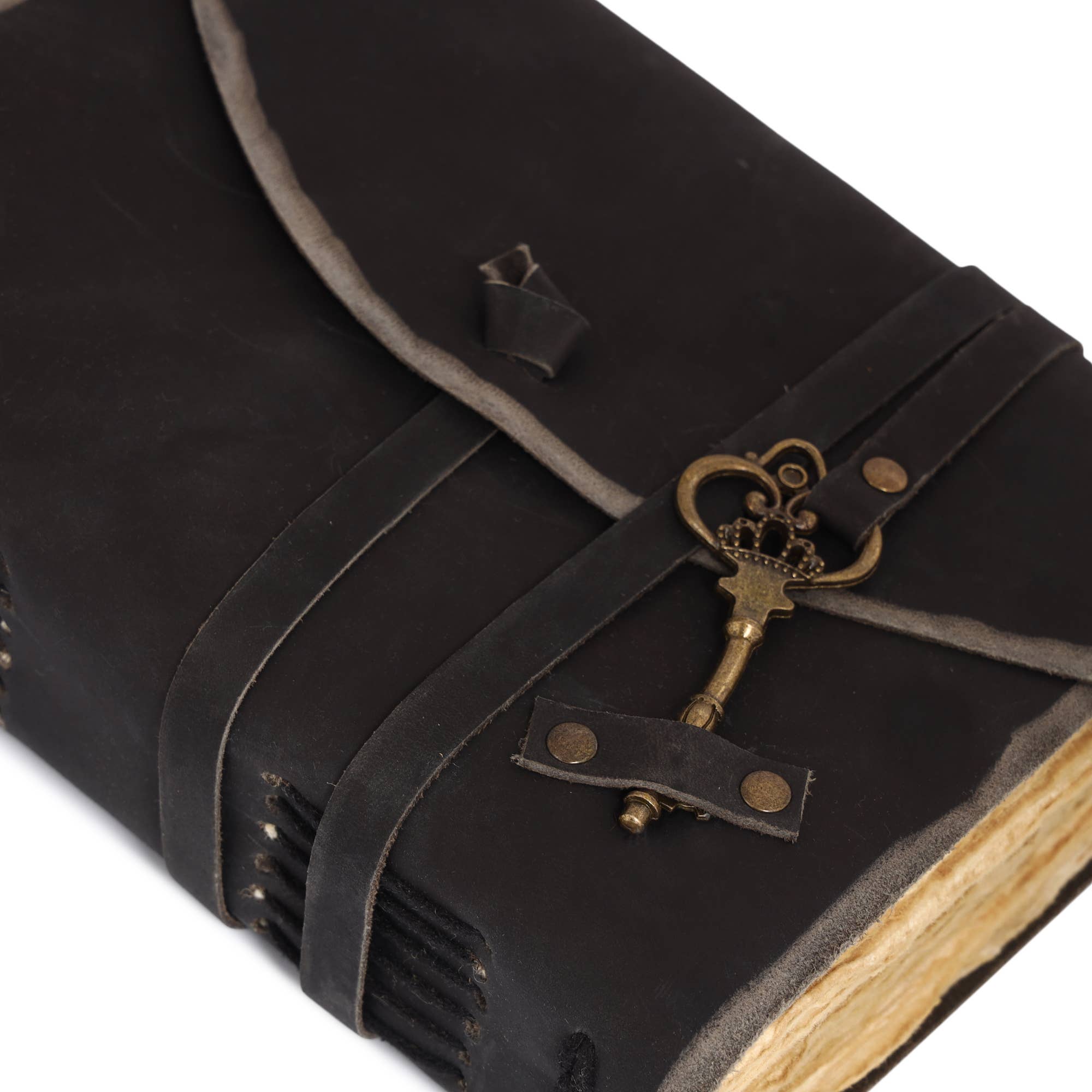 R K Handicrafts and Exporters – wholesale Journal/diary – Vintage Leather Bound Grimoire Journal with Key 6*8 Size6