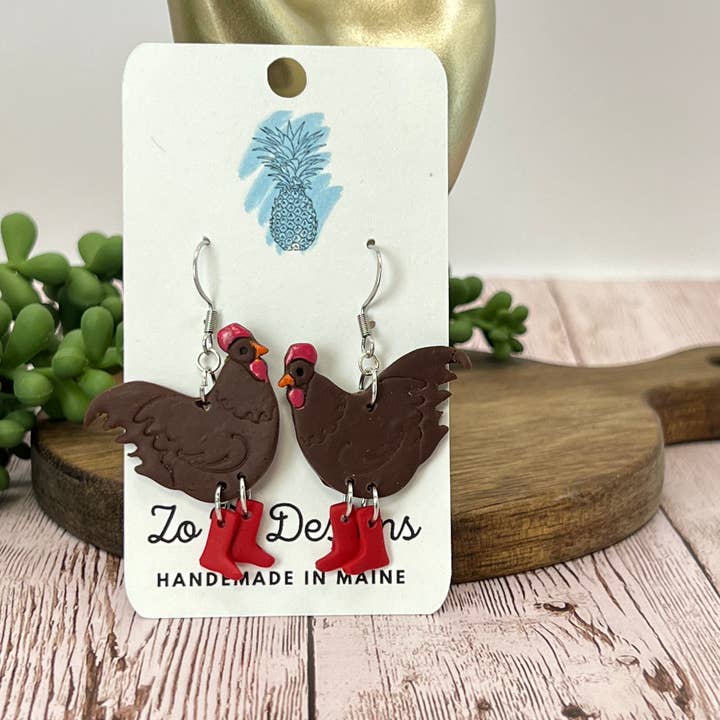 Zo Pi Designs - Vendita all'ingrosso Orecchini pendenti - Stivali di pollo2